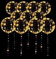 10 pack led balloons: light up 20 inch clear helium bobo balloons for valentines day, halloween, christmas, weddings, birthdays - party decorations with string lights logo