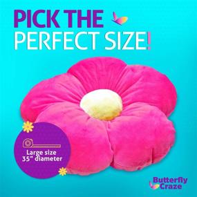 img 3 attached to 🦋 Brighten Up Your Space with the Butterfly Craze Hot Pink Flower Floor Pillow - Perfect Room Decor for Girls, Teens, Tweens & Toddlers - Cozy and Stylish Reading and Lounging Cushion - Extra-Large 35" Diameter