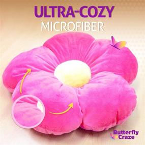 img 1 attached to 🦋 Brighten Up Your Space with the Butterfly Craze Hot Pink Flower Floor Pillow - Perfect Room Decor for Girls, Teens, Tweens & Toddlers - Cozy and Stylish Reading and Lounging Cushion - Extra-Large 35" Diameter