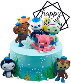 img 1 attached to 🎂 Набор игрушек для торта Octonauts - 8 штук с бонусом в виде 40 водонепроницаемых наклеек