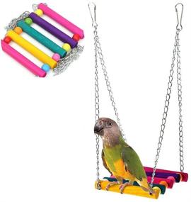 img 1 attached to 🐦 Cocogo Pet Bird Parrot Cage Toys: Ultimate Fun with Hammock Hanging Toys, Swing Toy Chain - 11" Long - For Parakeets, Budgies, and Cockatiels