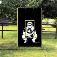 🔥 vanta sports 4'x6' vinyl backstop: strikes & saves baseball/softball nets with catcher image - batting cage backdrop and net saver логотип