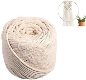 img 4 attached to 🧵 SANGTQ 4-Strand Twisted Cotton Cord Macrame Cord Polyester Cotton Bohemia DIY Macrame Rope Handmade Craft Knitting Christmas Cord Soft Undyed Beige Cotton Rope (3mm x 109 yards / 100 meters)