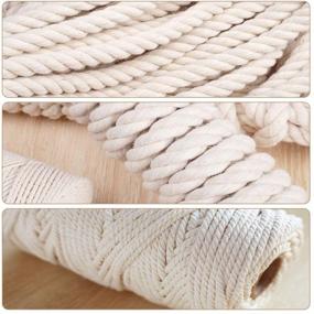 img 2 attached to 🧵 SANGTQ 4-Strand Twisted Cotton Cord Macrame Cord Polyester Cotton Bohemia DIY Macrame Rope Handmade Craft Knitting Christmas Cord Soft Undyed Beige Cotton Rope (3mm x 109 yards / 100 meters)