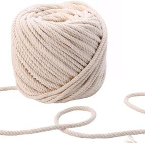 img 3 attached to 🧵 SANGTQ 4-Strand Twisted Cotton Cord Macrame Cord Polyester Cotton Bohemia DIY Macrame Rope Handmade Craft Knitting Christmas Cord Soft Undyed Beige Cotton Rope (3mm x 109 yards / 100 meters)