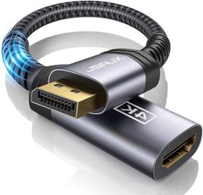 img 4 attached to 🔌 Кабель адаптера DisplayPort to HDMI High-Quality 4K 60Hz от JSAUX - плетеный нейлоновой оплеткой, алюминиевый корпус - разъем DP Display Port (мужской) к HDMI (женский) конвертер для монитора, телевизора, компьютера, ноутбука, графической/видеокарты (серый)