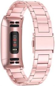 img 3 attached to 🌸 Rose Pink Stainless Steel Fitbit Charge 3 Bands: Ultra-Thin Lightweight Replacement Bracelet Strap for Women and Men