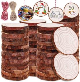 img 4 attached to 🌲 Flasoo Natural Wood Slices Craft Kit - 60 Pcs, 2.5~3 Inches - Perfect for DIY Arts, Crafts, Rustic Weddings, Christmas Ornaments