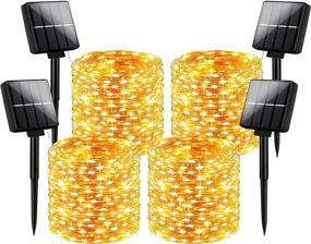 img 4 attached to 🔆 Waterproof Outdoor Solar String Lights - 4-Pack, 72FT Each, 288Ft Total, 200 LED Fairy Lights, 8 Lighting Modes, Cooper Wire for Patio, Garden, Party, Wedding - Warm White