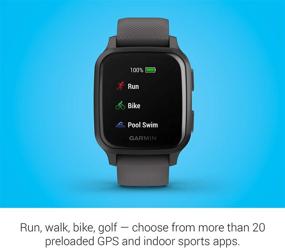 img 1 attached to 📟 Garmin Venu Sq, GPS-смарт-часы с ярким сенсорным экраном, длительным сроком службы аккумулятора до 6 дней, рамкой из глинтвейна из алюминия, чехлом цвета теневого серого и силиконовым ремешком.
