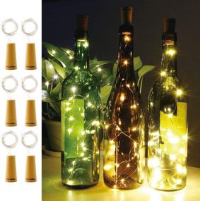 img 4 attached to CYLAPEX Pack of 6 Wine Bottle Lights with Cork: 20 LED Copper Wire Lights for DIY LED Decoration, Wedding, Party, Christmas - Warm White