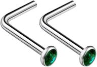 banavega 2pcs surgical steel l shaped nose ring - stunning crystal stud piercing jewelry in multiple colors logo