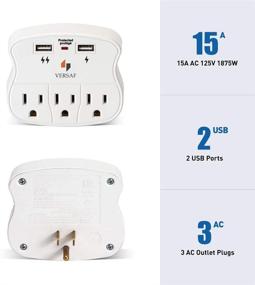 img 2 attached to Enhanced VERSAF Wall Outlet Adapter Surge Protector with Dual USB Charging Ports and Prong Outlet Extender - Ideal for Home, School, and Office Use