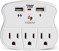 enhanced versaf wall outlet adapter surge protector with dual usb charging ports and prong outlet extender - ideal for home, school, and office use logo