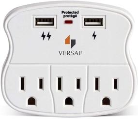 img 4 attached to Enhanced VERSAF Wall Outlet Adapter Surge Protector with Dual USB Charging Ports and Prong Outlet Extender - Ideal for Home, School, and Office Use