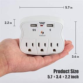 img 3 attached to Enhanced VERSAF Wall Outlet Adapter Surge Protector with Dual USB Charging Ports and Prong Outlet Extender - Ideal for Home, School, and Office Use