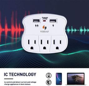 img 1 attached to Enhanced VERSAF Wall Outlet Adapter Surge Protector with Dual USB Charging Ports and Prong Outlet Extender - Ideal for Home, School, and Office Use