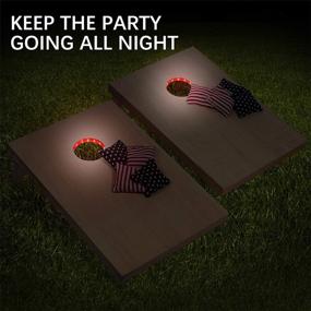 img 3 attached to Solomone Cavalli Set Of 2 Cornhole Night Light Dadhole Corn Hole Bean Bag Toss Board