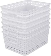 📦 6 pack of white plastic rattan storage baskets by sandmovie logo