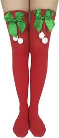 img 1 attached to 🎃 Christmas Halloween Striped Stockings: Over-the-Knee Thigh-High Socks for Girls and Women