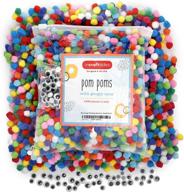 🎨 incraftables 1500 pcs pom poms with googly eyes - best colored cotton 1 cm puff balls for diy crafts, hats & decorations - multicolor puffy pompoms gift set for kids & adults logo