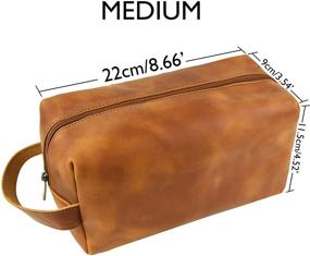 img 3 attached to 🧳 Premium Leather Toiletry Bag Travel Dopp Kit - Handmade Organizer for Travel & Make-Up, Personalized & Zippered - Standard & Medium Sizes Available