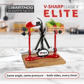 img 1 attached to 🔪 Warthog V-Sharp Classic II Elite - стержни с алмазным напылением 325 зерн, 3 регулируемых угла - высококачественные ножеточки для полного набора ножей - прочная стальная рама и деревянная основа - яркий красный дизайн