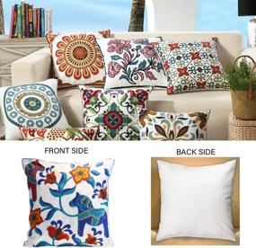 img 2 attached to 🌺 Embroidered Ethnic Floral Pattern Throw Pillow Cover - Decorative Pillowslip for Couch, Car, and Bed - 18x18 inches