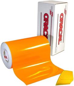 img 1 attached to 🍊 ORACAL 6510 Fluorescent Orange Cast Vinyl Wrap 12x30 Roll for Cricut, Silhouette &amp; Cameo with Hard Yellow Detailer Squeegee - 1 Roll Pack