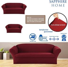 img 1 attached to 🛋️ Sapphire Home 2-Piece SlipCover Set: Form-Fit Stretch, Wrinkle-Free Sofa Loveseat Couch Cover for 3/2 Cushions, Polyester Spandex, Burgundy