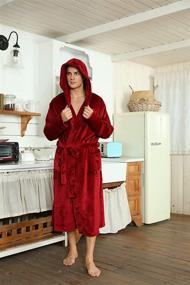 img 1 attached to The Ultimate Comfort: U2SKIIN Fleece Hooded Plush Bathrobe for Men's Clothing