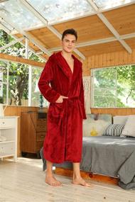 img 2 attached to The Ultimate Comfort: U2SKIIN Fleece Hooded Plush Bathrobe for Men's Clothing