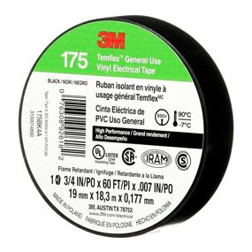 img 1 attached to 🔌 3M Temflex High-Performance General Use Vinyl Electrical Tape 175, Black, 3/4 inch x 60 feet (19 millimeters x 18 meters), Pack of 10 Rolls