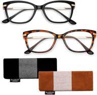 👓 stylish madison avenue 2 pack cateye reading glasses: elegant fashion readers with spring hinge for women logo