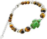 🐢 tiger eye stone beads hawaiian sea hemp agate stones bracelet with turtle in green color - natural and striking handcrafted bracelet logo