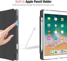 img 2 attached to 📱 Fintie iPad Air 10.5" (3rd Gen) 2019 / iPad Pro 10.5" 2017 Case - Lightweight Slim Shell Cover with Translucent Frosted Back, Pencil Holder, Auto Wake/Sleep, Black