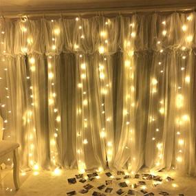 img 1 attached to 🪟 JTL QAKTA Window Curtain Lights Dimmable & Connectable with 300 LED, 8 Lighting Modes Remote Control for Christmas Bedroom Wall Party Indoor Outdoor Decoration – White (Curtain Not Included)