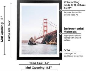 img 3 attached to 🖼️ A3 Wooden Wall Picture Frame: Stylish Home and Office Decor with Shatter Resistant Glass, White Picture Mat, and Versatile Display Options (8.5x11 Photos or A3 Posters)