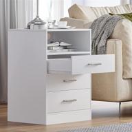 🌙 white nightstand with usb port, side end table, storage shelf, and 3 drawers for bedroom and living room by adorneve логотип