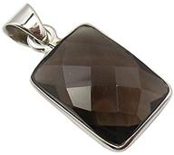 sleek silverstarjewel 925 stamp sterling silver smoky quartz necklace pendant - exquisite 1.1&#34; beauty logo