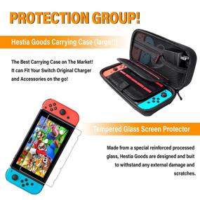 img 2 attached to 🎮 Nintendo Switch Accessories Bundle – Complete Kit with Carrying Case, Screen Protector, Playstand, Game Case, Joystick Cap, Charging Dock, Steering Wheel – 18 in 1