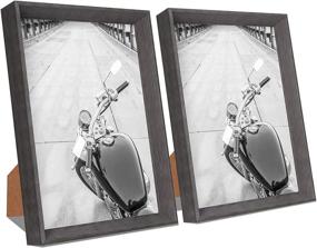 img 4 attached to 🖼️ Giverny 5x7 Dark Gray Picture Frames (2 Pack) - Wall or Tabletop Display, Elegant Beveled Detail Design with Real Glass - Ideal for House, Office, Hotel, and Party Decor