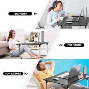 img 1 attached to AboveTEK Large Laptop Bed Table: Foldable Desk for Bed with Storage Drawer, Phone Holder, and Tablet Stand - Heavy Duty Lap Desk for Adults Bed & Sofa (Black)