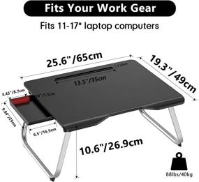 img 3 attached to AboveTEK Large Laptop Bed Table: Foldable Desk for Bed with Storage Drawer, Phone Holder, and Tablet Stand - Heavy Duty Lap Desk for Adults Bed & Sofa (Black)