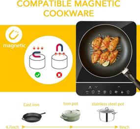 img 3 attached to 🔥 1800W Portable Induction Cooktop Burner - Electric Stove with Black Crystal Panel, 8 Power Levels, Kids Safety Lock, 3-Hour Timer