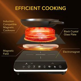 img 2 attached to 🔥 1800W Portable Induction Cooktop Burner - Electric Stove with Black Crystal Panel, 8 Power Levels, Kids Safety Lock, 3-Hour Timer