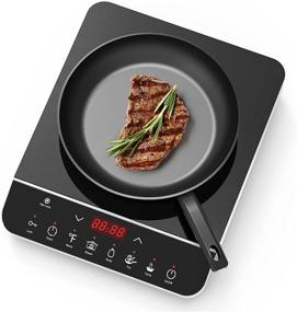 img 4 attached to 🔥 1800W Portable Induction Cooktop Burner - Electric Stove with Black Crystal Panel, 8 Power Levels, Kids Safety Lock, 3-Hour Timer