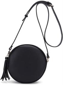 img 4 attached to CATMICOO Circle Bag with Tassel - Stylish Round Crossbody Purse for Women