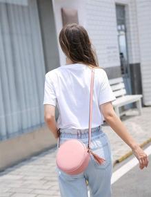 img 2 attached to CATMICOO Circle Bag with Tassel - Stylish Round Crossbody Purse for Women