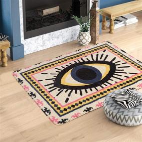 img 2 attached to HAOCOO Evil Eye Area Rugs: Non-Slip Tribal Style Small Throw Rugs for Door Mat, Entryway & Bedroom Decor